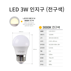 전구04 LED 3W 인지구 (전구색)