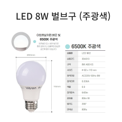 전구01 LED 8W 벌브구 (주광색)